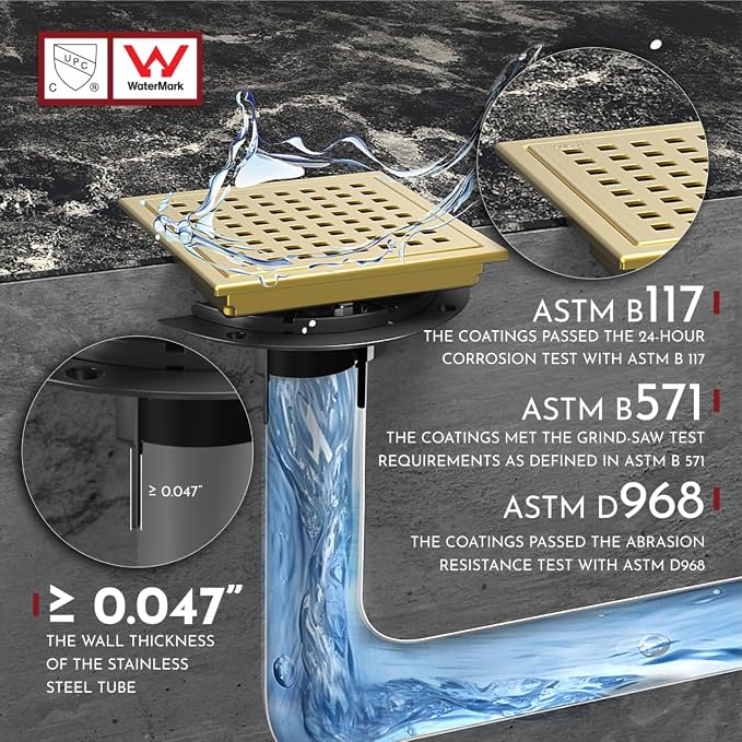 6 Inch Square Shower Floor Drain - Image 5