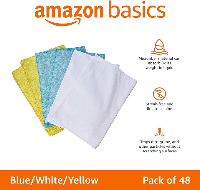 Amazon Basics Microfiber Cleaning Cloths, Highly Absorbent, Scratch-Free - Image 2
