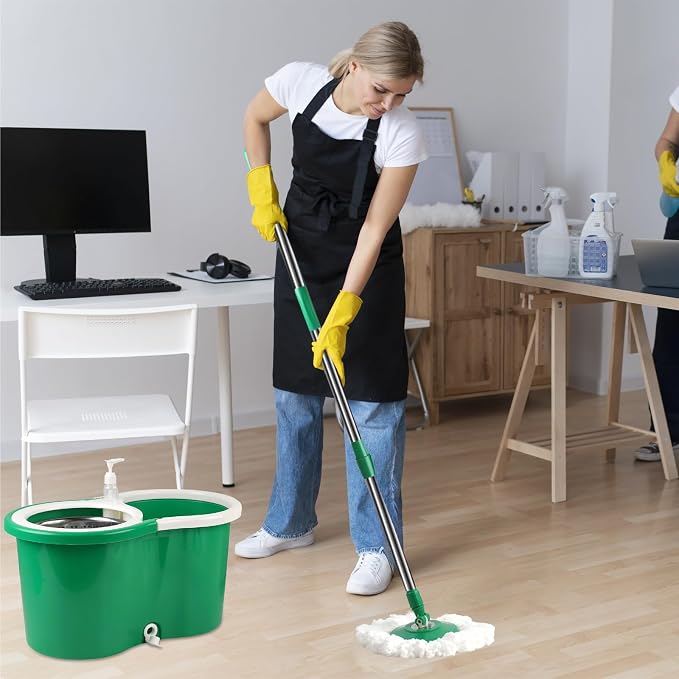 Spin Mop and Bucket with Wringer Set, 3 Microfiber Mop Heads - Image 7