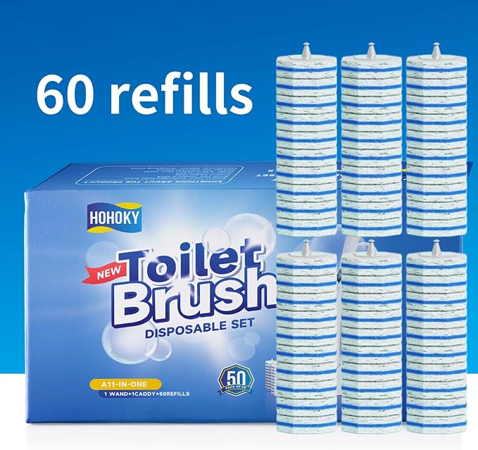 60pc Refills Disposable Toilet mats Brush Cleaning System, Toilet Cleaning Brush - Image 2