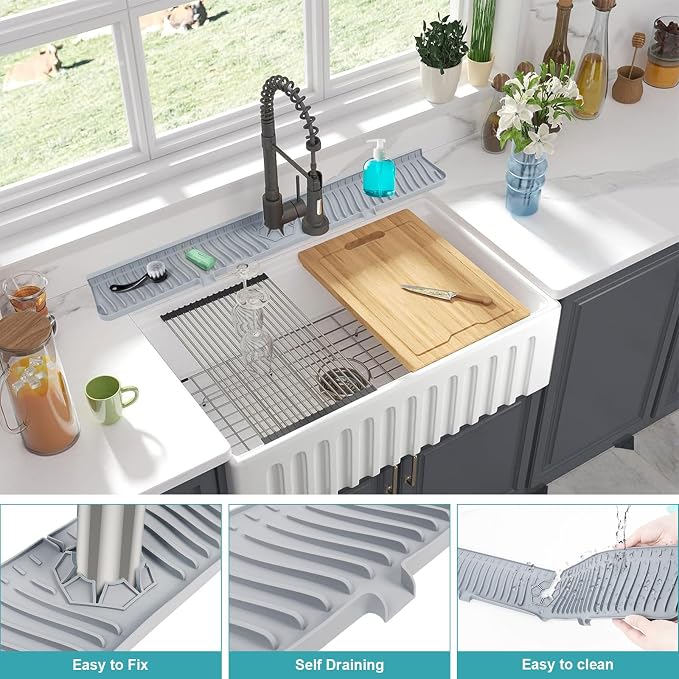 30 Inch Kitchen Sink Splash Guard, Large Size Faucet Mat - Image 2