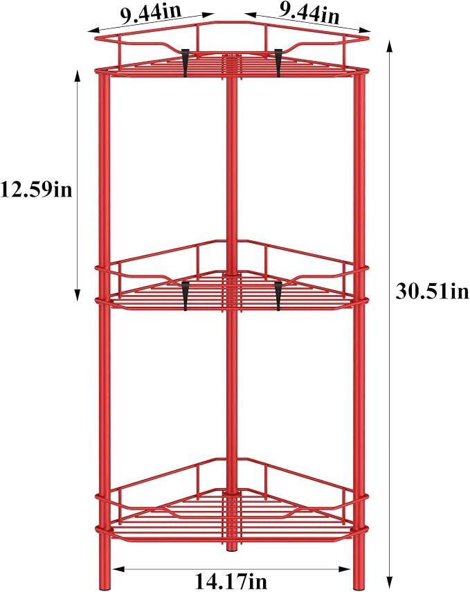 HuggieGems Metal Floor Standing Corner Shower Caddy, 3 Tier - Image 7