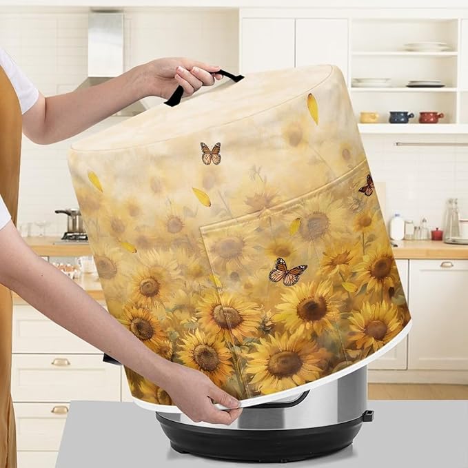 Sunflower Pressure Cooker Cover Instant Pot Accessories Instant Pot Kitchen Appliance Dust Cover with Pockets for Rice Cooker Air Fryer Slow Cooker Dust Covers for Kitchen Size L
