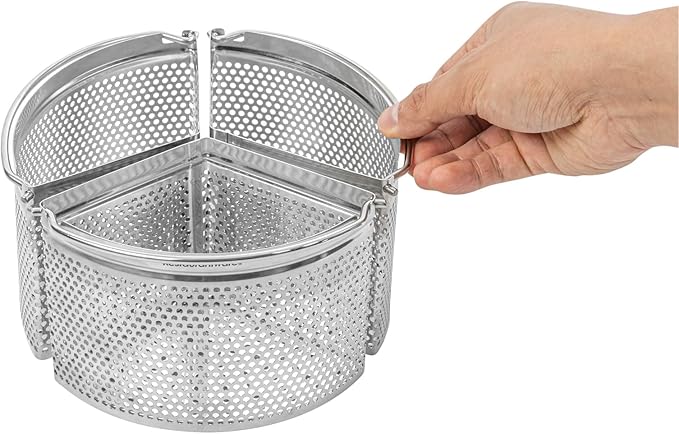Restaurantware Steamer Basket for Cooking Pot 3-Piece Stainless Steel Trio Separator Perforated Steam Basket Divider for Cooking Veggies, Dumplings, Eggs, Seafood, Pasta, Pressure Cooker