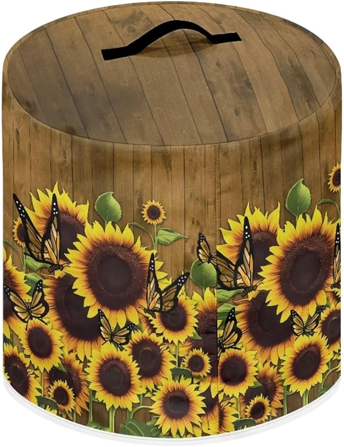 Flashideas Sunflower Butterfly Pressure Cooker Cover for 8 Quart Instant Pot and Air Fryer Accessories, Stain Resistant Washable Round Protective Cover Electric Appliance Cover with Front Pocket