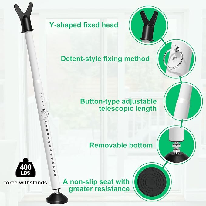 Door Stoppers Security Bar & Sliding Glass Door Lock Keep Your Home Security - Image 4