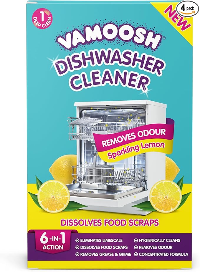 Vamoosh 6-in1 Dishwasher Cleaner | Deep Cleanse for Heavy-Duty Cleaning | Limescale Removal | Grease Elimination | Eco-Friendly | Hygienically Cleans | Environment Friendly | 100g (Pack of 4)