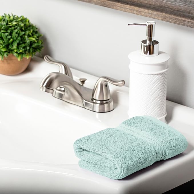 Superior Egyptian Cotton Plush & Absorbent, Face Towel Set of 6, Sea Foam | - Image 6