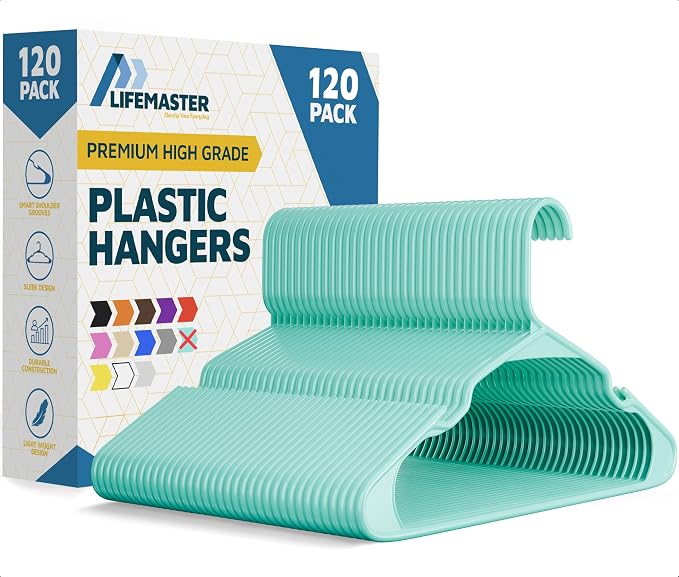 Lifemaster Plastic Clothes Hangers – Heavy Duty Hanger Set, by LIFEMASTER