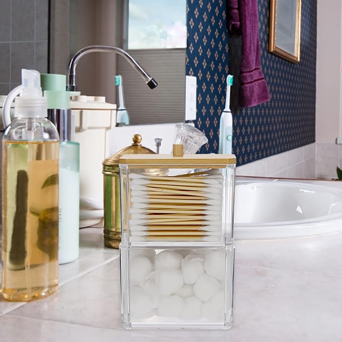 Hipiwe Clear Q-tip Dispenser Holder Acrylic Bathroom Containers - Image 6
