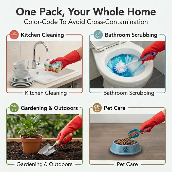 ForPro Natural Rubber Gloves, 6 Pairs Reusable Multi-Purpose Household Cleaning - Image 6