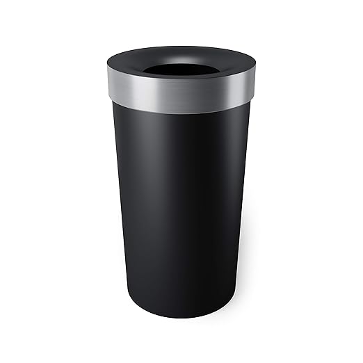 Umbra Vento Kitchen Trash Can, Open Top Bin, 16.5 Gallon, bag concealing design by Umbra
