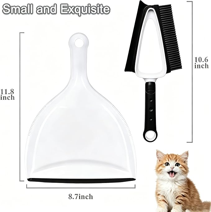 Pet Hair Removal Brush with Mini Dustpan – Double Sided, Soft Rubber - Image 2