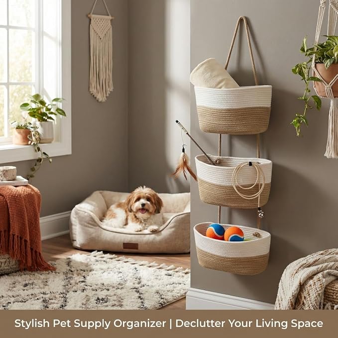 Hanging Basket, Woven 3 Tier Over Door Basket - Image 8