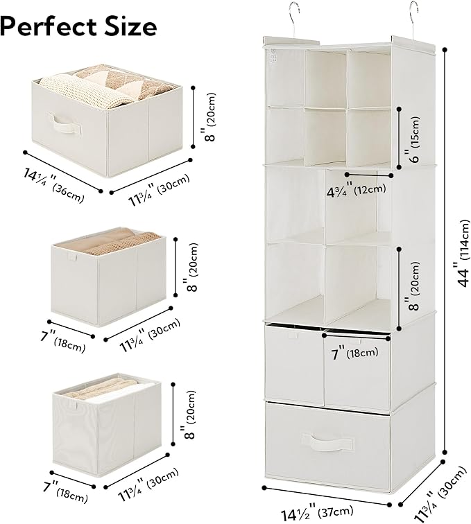 GRANNY SAYS Hanging Closet Organizer, 3 Drawers, 6 Shelves, 6 Shelves & - Image 3