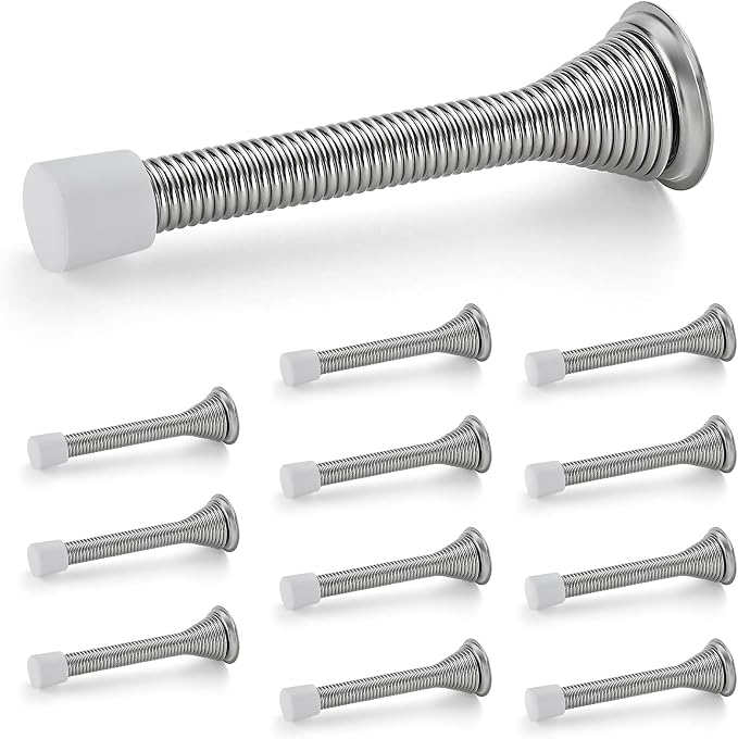 Ravinte Door Stoppers, 12 Pack Satin Nickel Spring Door Stops | Stoppers by Ravinte