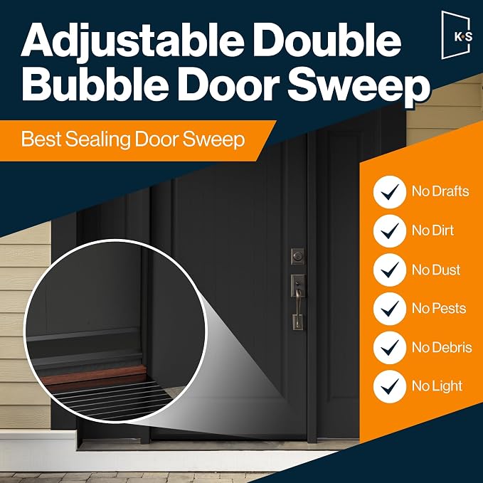 Adjustable Double Bubble Door Sweep & Draft Stopper | Under Door Seal - Image 2