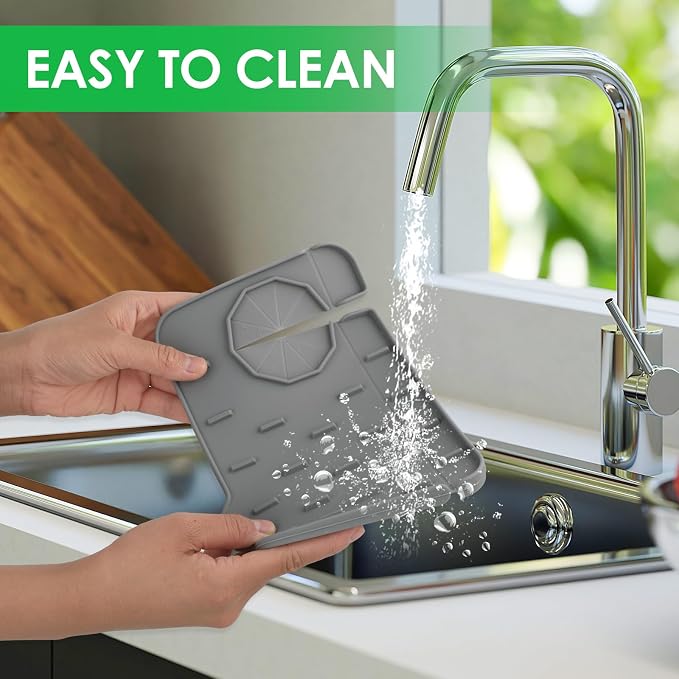 Dimeho Sink Faucet Splash Guard Mat Silicone Soap Dish Pad Faucet Handle Drip - Image 4