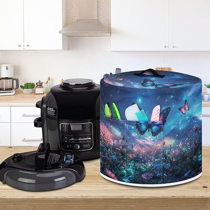 Purple Butterfly Dust Cover Compatible with 3 QT Instant Pot and Extra Accessories for Electric Pressure Cooker Rice Cooker and Air Fryer Insulated Protector Cover Keep Appliance Clean
