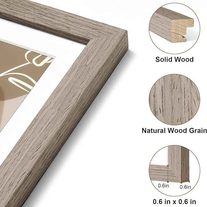 Vittanly 4x6 Picture Frame, Solid Wood Frame with Plexiglass, Includes 3.5x5 Mat, Wall Hanging or Tabletop for Home Decor, Light Brown, 1 Pack