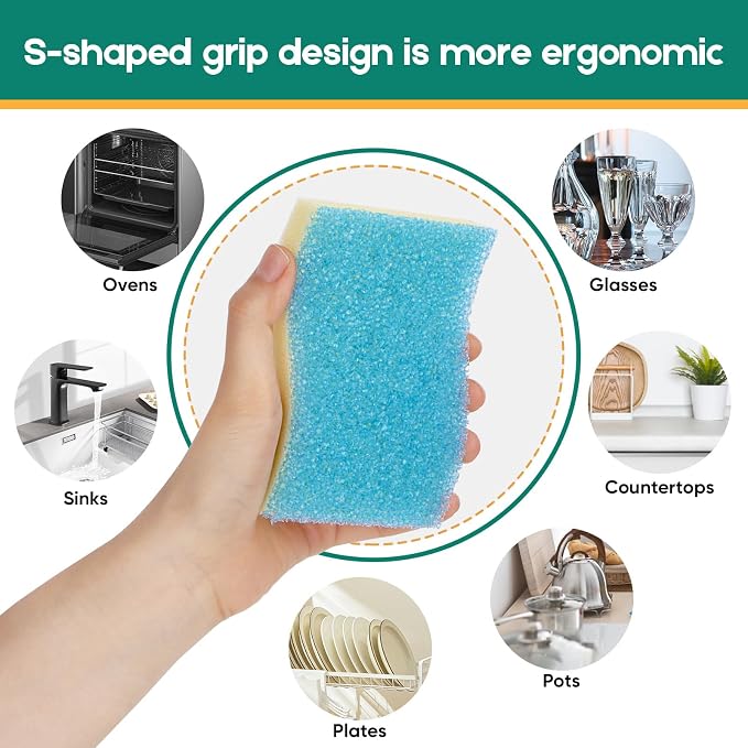 LAUNDRYLUX Scrub Sponge, 4 Pack Dual-Sided Temperature-Responsive Scrubber | - Image 5