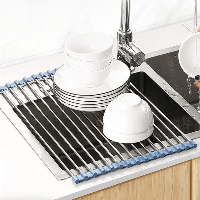 Over The Sink Dish Drying Rack, Roll Up Dish Drying Rack Kitchen Dish Rack - Image 2