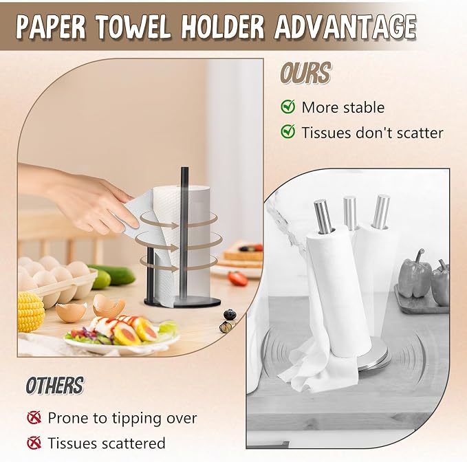 Black Paper Towel Holder, Countertop Paper Towel Holder - Image 6