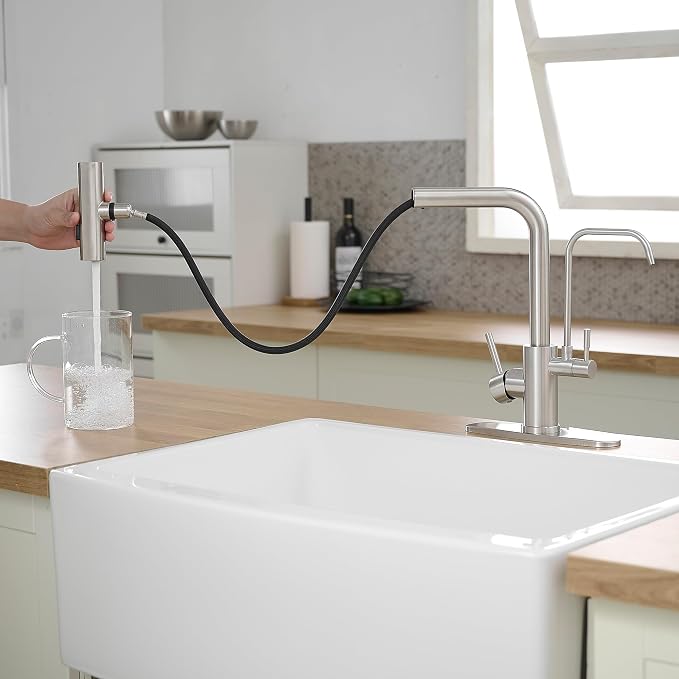 Kitchen Faucets with Water Filter and Pull Down Sprayer, Waterfall Kitchen Sink - Image 6