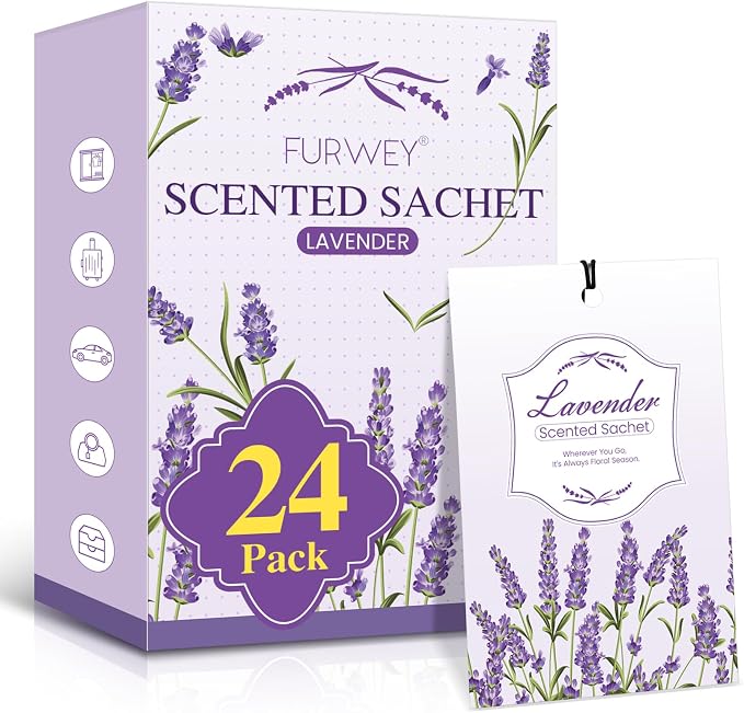 FURWEY 24 Packs Lavender Scented Sachets, Long Lasting Sachet Bag by FURWEY