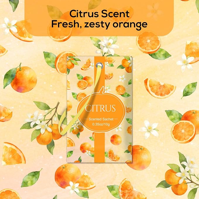 SCENTORINI Scented Sachets for Drawers and Closets, Citrus Scent 14 Pack - Image 9