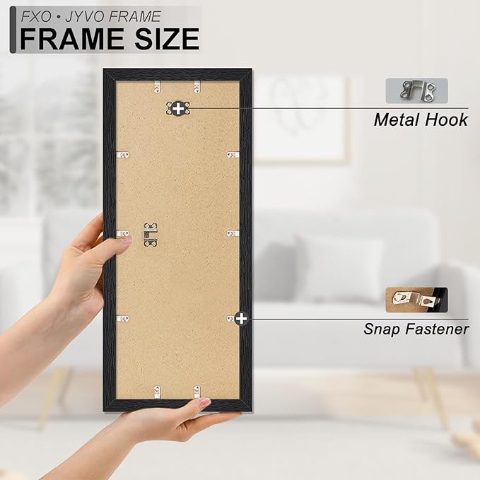 Engineered Wood 10x20 Picture Frame Set of 3, Black Frame for 10 x 20 Inch Picture Poster Photo, Light Weight 10 by 20 Frame with Wood-grain for Wall - 3 Pack/Black/10 x20