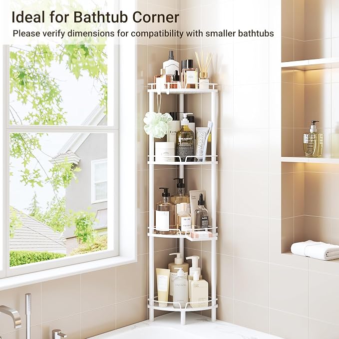 ELYKEN Corner Shower Caddy Standing, 4 Tier Metal Shower Organizer - Image 8