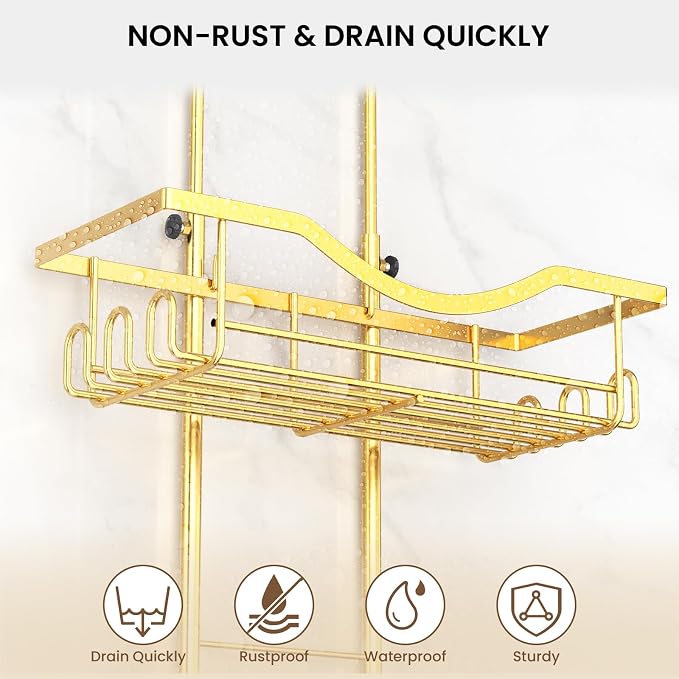 REINHARDT Adjustable Shower Caddy Hanging Rustproof Shower Organizer - Image 3