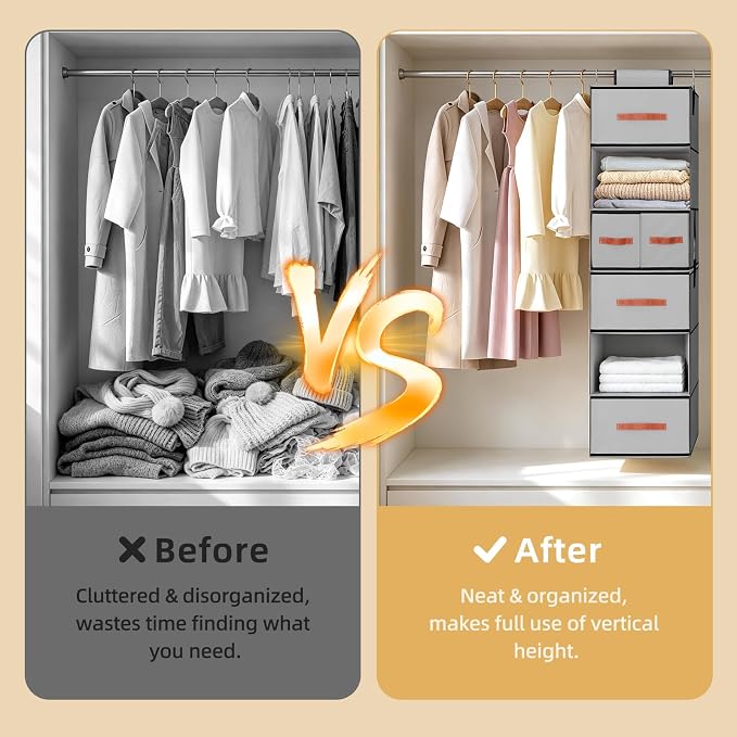 Hanging Closet Organizer 6-Shelf, Upgrade Closet Organizers and Storage - Image 7