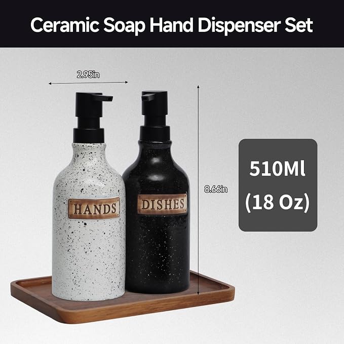 Hand and Dish Dispenser for Kitchen Sink, Ceramic Soap Dispenser Bathroom - Image 3