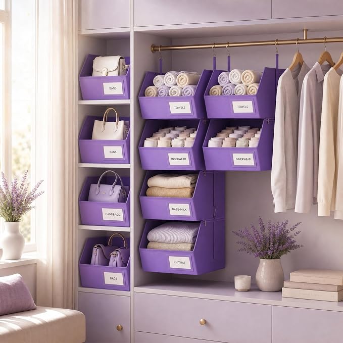 Hanging Closet Organizer, Detachable Hanging Storage Shelves | Reinforced Side - Image 6