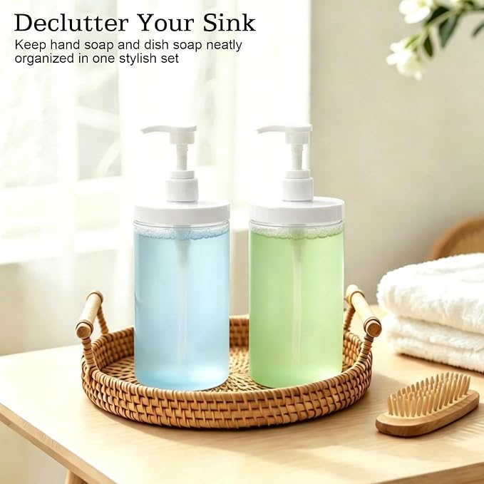 Soap Dispenser Compatible with Dawn, 2 Pack 35oz Clear Pump Bottles | BPA-Free - Image 5