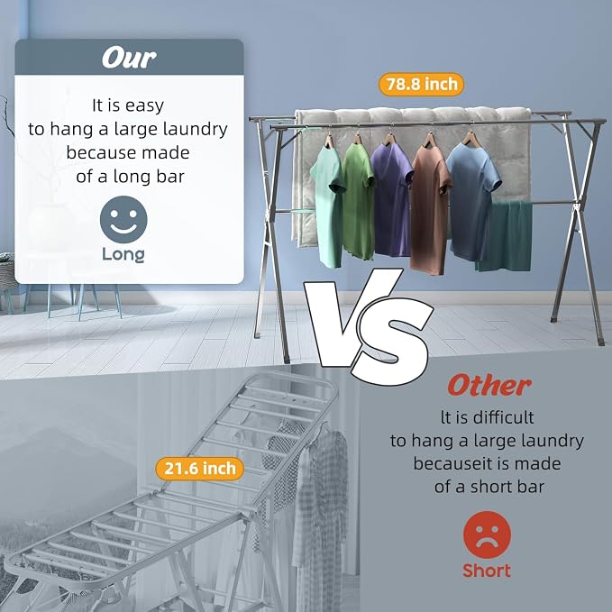 79" Clothes Drying Rack, Laundry Drying Rack Clothing - Image 4
