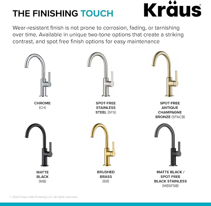 Kraus Oletto Single Handle Kitchen Bar Faucet in Matte Black/Spot Free Black - Image 11