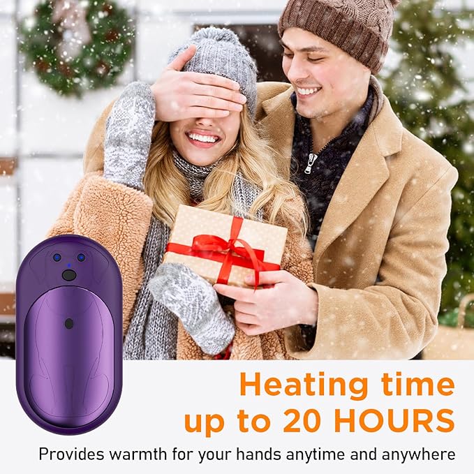 AI Hand Warmers Rechargeable 2 Pack, 6000mAh Electric Pocket Heater with 20H Heating, 3 Levels, Snap-On 2-in-1 Design, Winter Gift for Men & Women, Hiking, Hunting, Outdoor