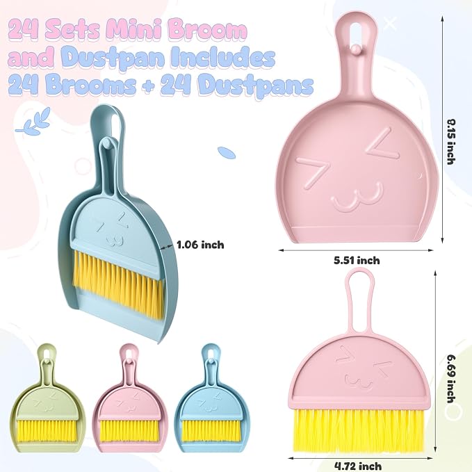 LemonRoad 24 Pcs Mini Broom and Dustpan Set - Image 2