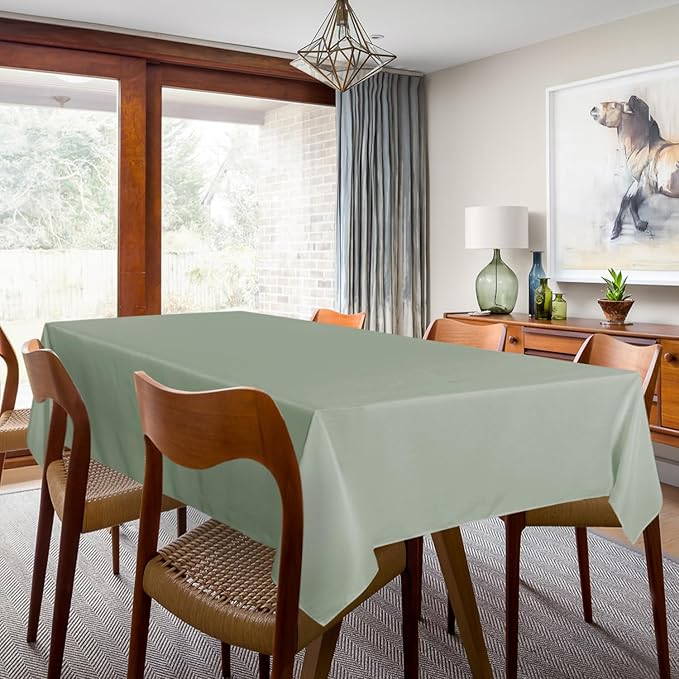 sancua 2 Pack Sage Green Tablecloth 60 x 102 Inch, Rectangle Table Cloth for 6 Feet Tables - Stain and Wrinkle Resistant Washable Polyester Table Cover for Dining Tables, Buffet Parties and Camping