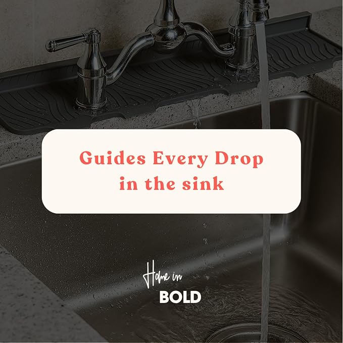 2 Hole Kitchen Sink Splash Guard Wide-Modern Faucet Mat - Image 5