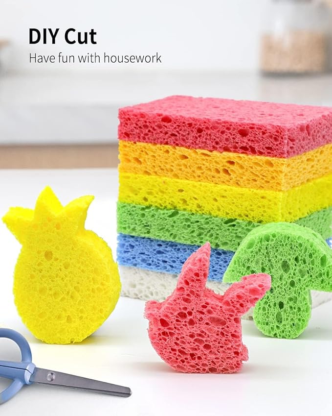 6 Pack Red Cellulose Scrub Sponge Non-Scratch Heavy Duty - Image 3