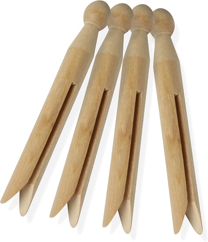 Honey-Can-Do 100 Pack Round Birch Wood Clothespins, Durable Wood Clips by Honey-Can-Do