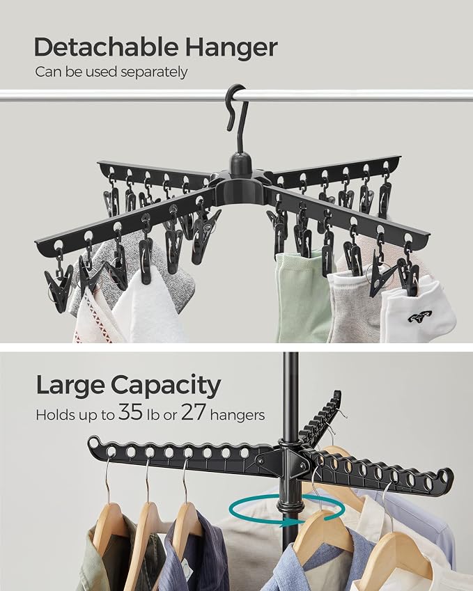 SONGMICS Clothes Drying Rack, 72.8-Inch Drying Rack, 3 Rotatable Arms | - Image 4