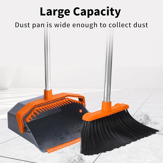 Broom and Dustpan Set for Home, ZeroGap Lip, Upright Storage Broom Combo for - Image 4