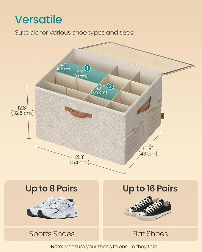 SONGMICS Shoe Organizer for Closet, Fabric Bins, Fits up to 16 Pairs - Image 6