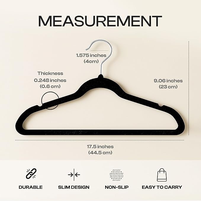 Utopia Home Velvet Hangers, 50 Pack | Luxury Non-Slip Slim Pant & Coat Hangers - Image 2