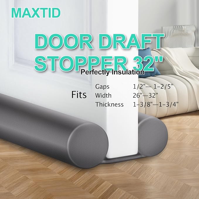 MAXTID 32" Gray Door Air Draft Stopper, Wind Blocker - Image 4